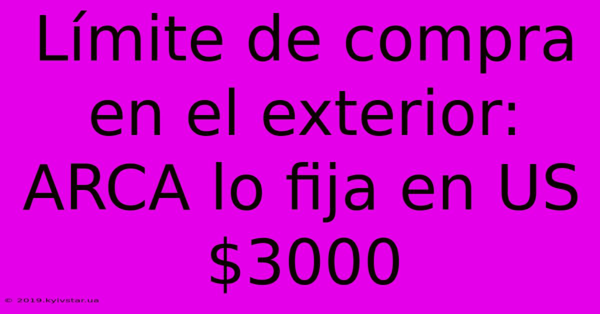 Límite De Compra En El Exterior: ARCA Lo Fija En US$3000