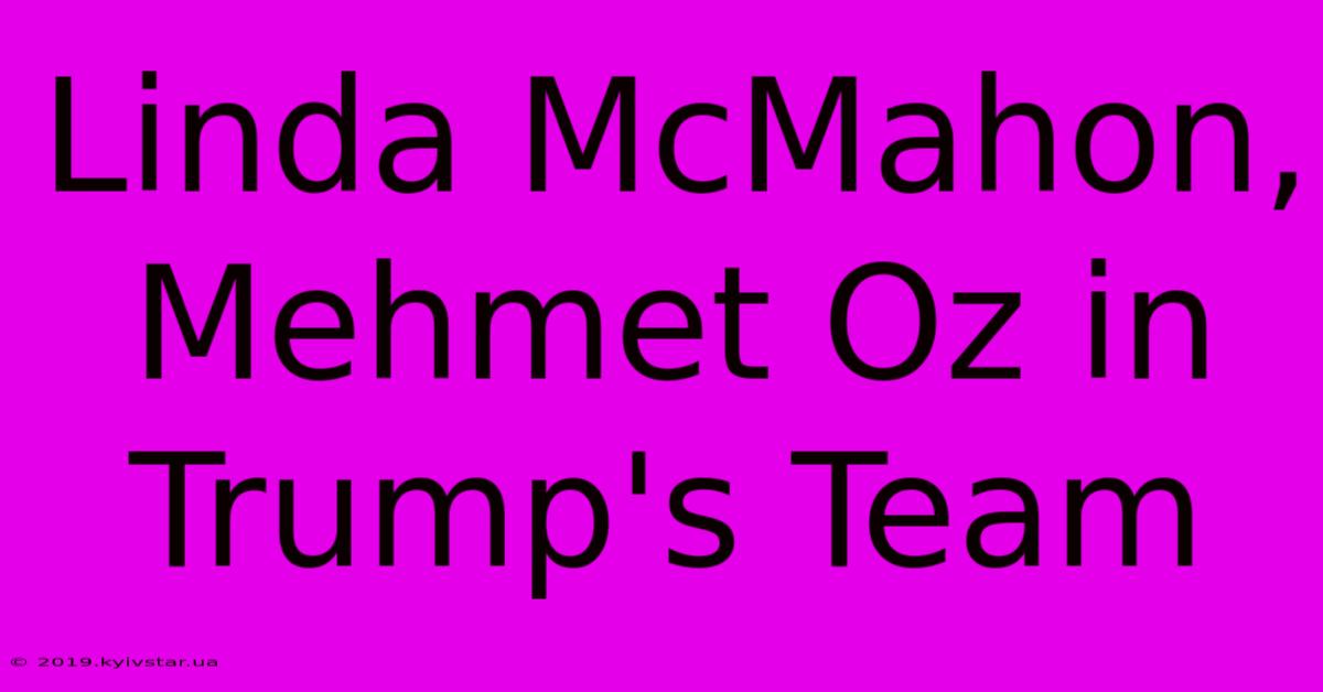 Linda McMahon, Mehmet Oz In Trump's Team