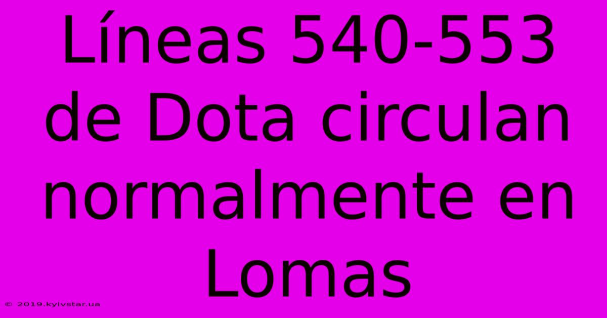 Líneas 540-553 De Dota Circulan Normalmente En Lomas 