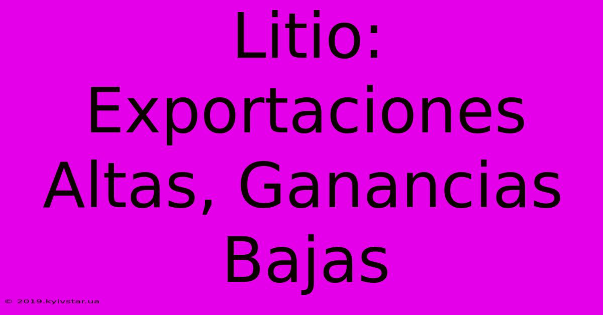 Litio: Exportaciones Altas, Ganancias Bajas 