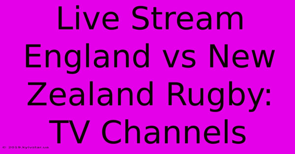 Live Stream England Vs New Zealand Rugby: TV Channels