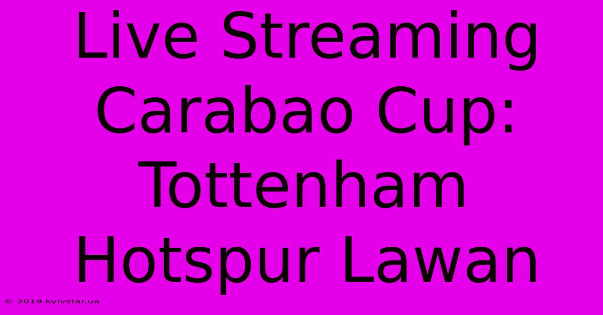 Live Streaming Carabao Cup: Tottenham Hotspur Lawan 