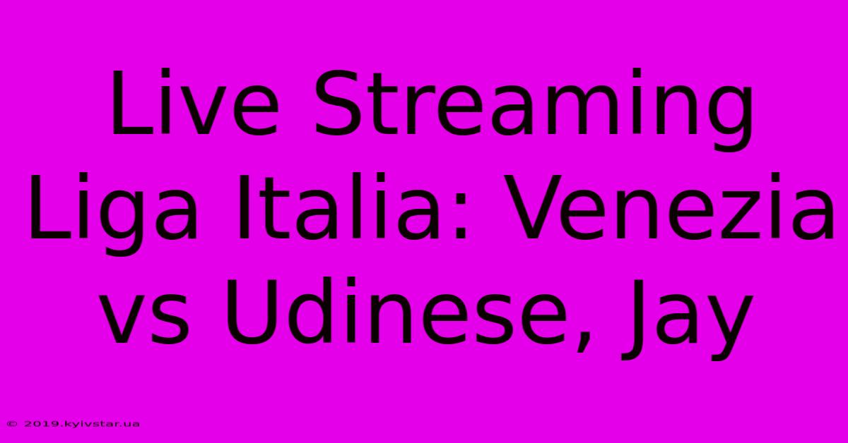 Live Streaming Liga Italia: Venezia Vs Udinese, Jay