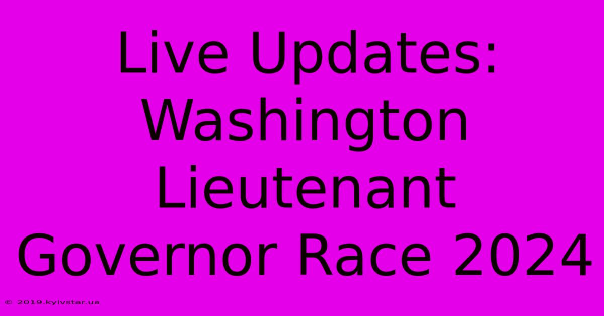 Live Updates: Washington Lieutenant Governor Race 2024