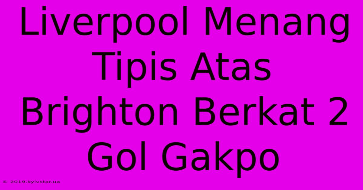 Liverpool Menang Tipis Atas Brighton Berkat 2 Gol Gakpo