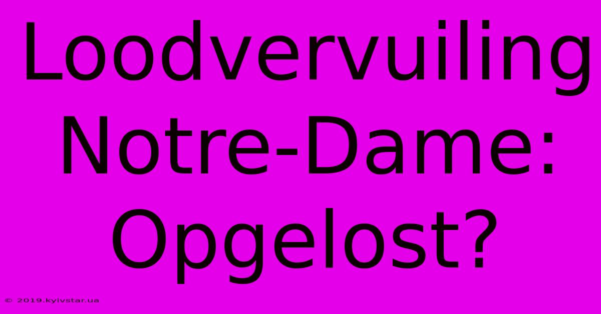 Loodvervuiling Notre-Dame: Opgelost?