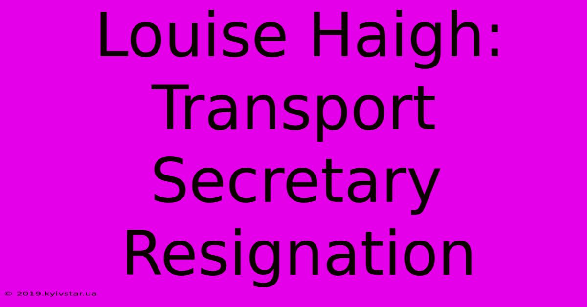 Louise Haigh: Transport Secretary Resignation