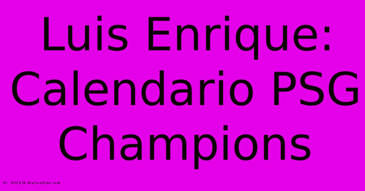 Luis Enrique: Calendario PSG Champions