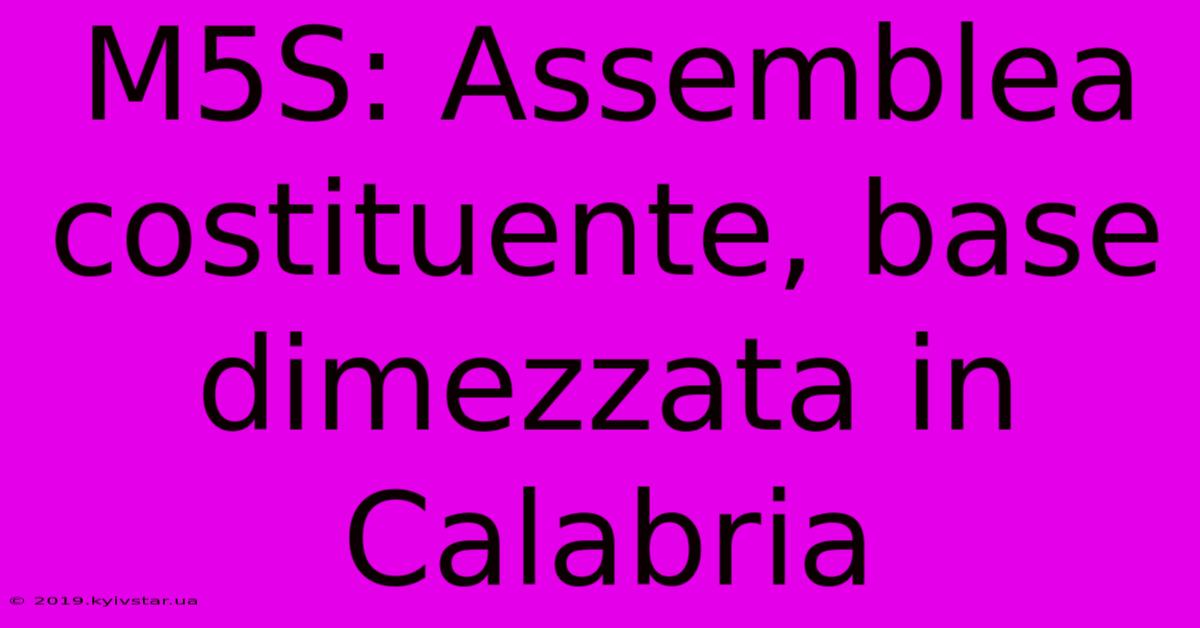 M5S: Assemblea Costituente, Base Dimezzata In Calabria