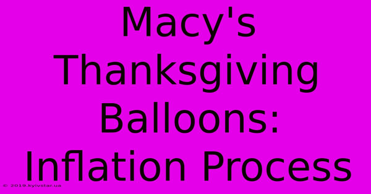 Macy's Thanksgiving Balloons: Inflation Process