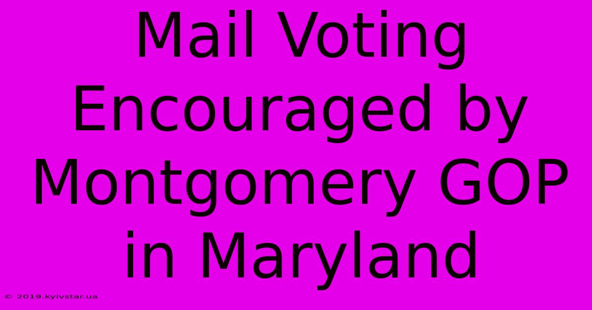 Mail Voting Encouraged By Montgomery GOP In Maryland