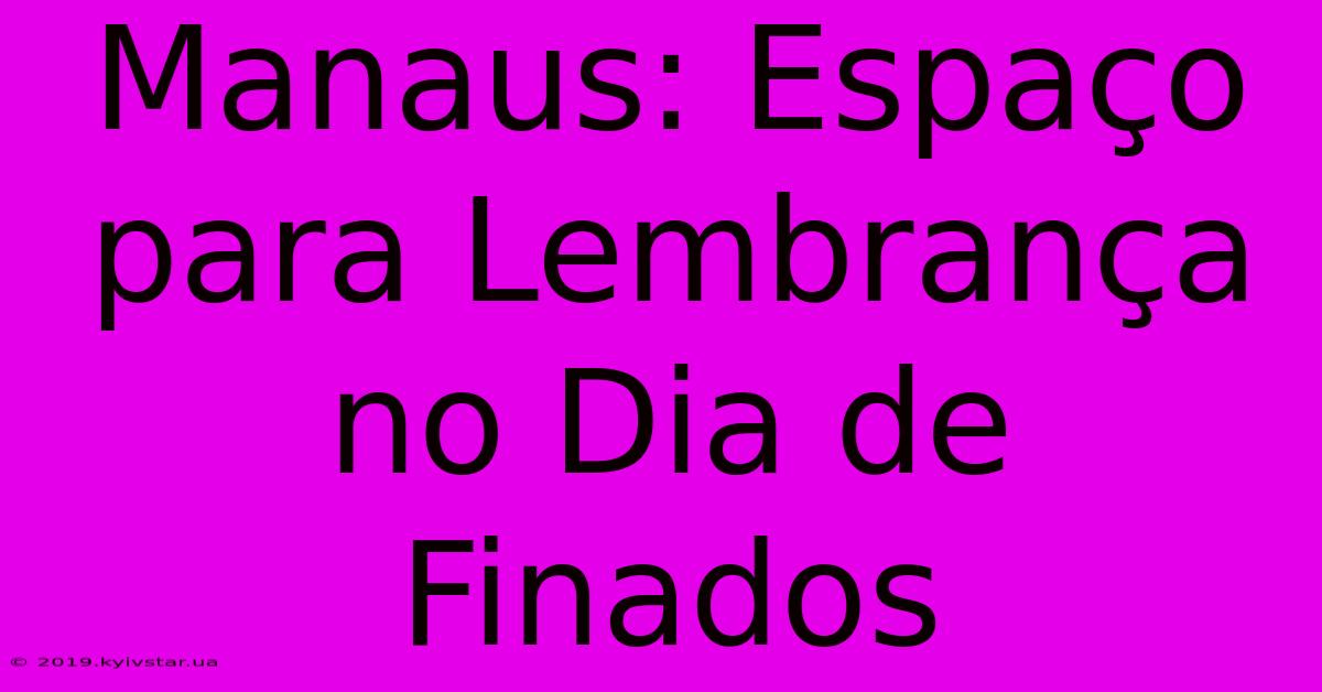 Manaus: Espaço Para Lembrança No Dia De Finados