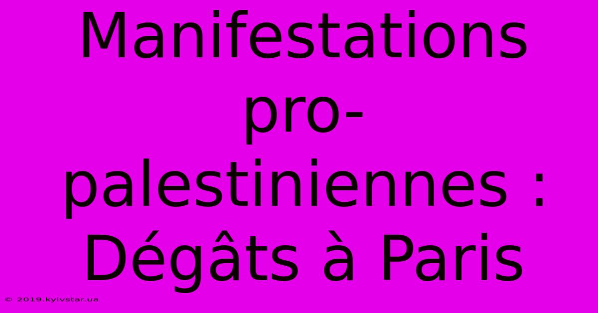 Manifestations Pro-palestiniennes : Dégâts À Paris