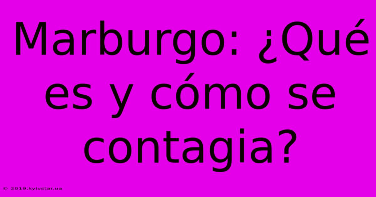 Marburgo: ¿Qué Es Y Cómo Se Contagia?