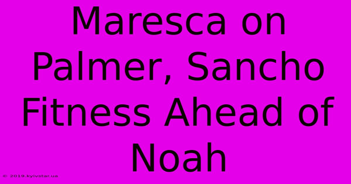 Maresca On Palmer, Sancho Fitness Ahead Of Noah