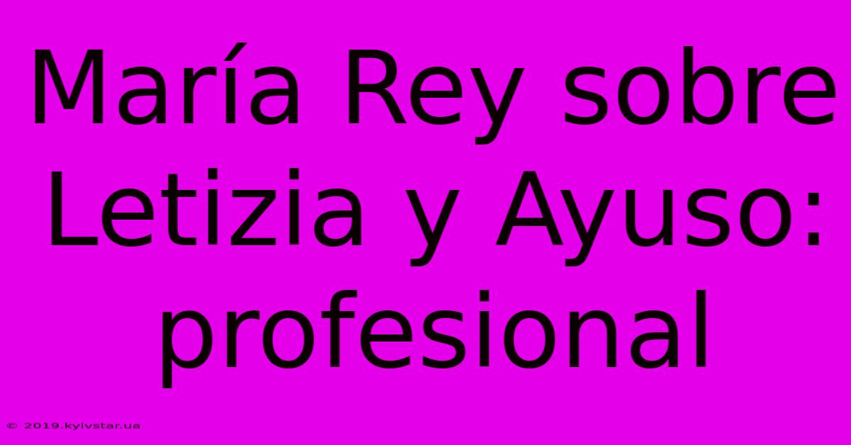 María Rey Sobre Letizia Y Ayuso: Profesional