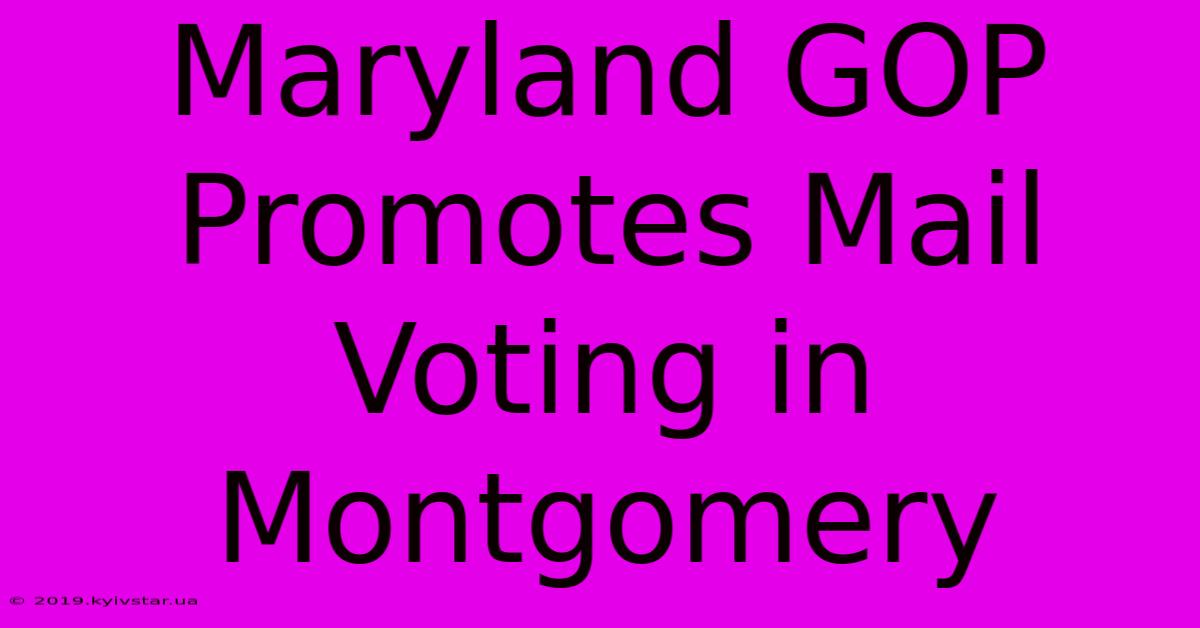 Maryland GOP Promotes Mail Voting In Montgomery