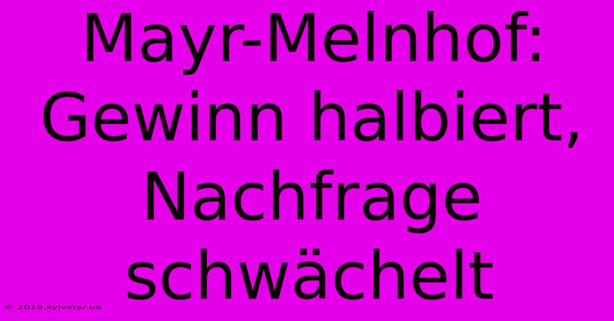 Mayr-Melnhof: Gewinn Halbiert, Nachfrage Schwächelt