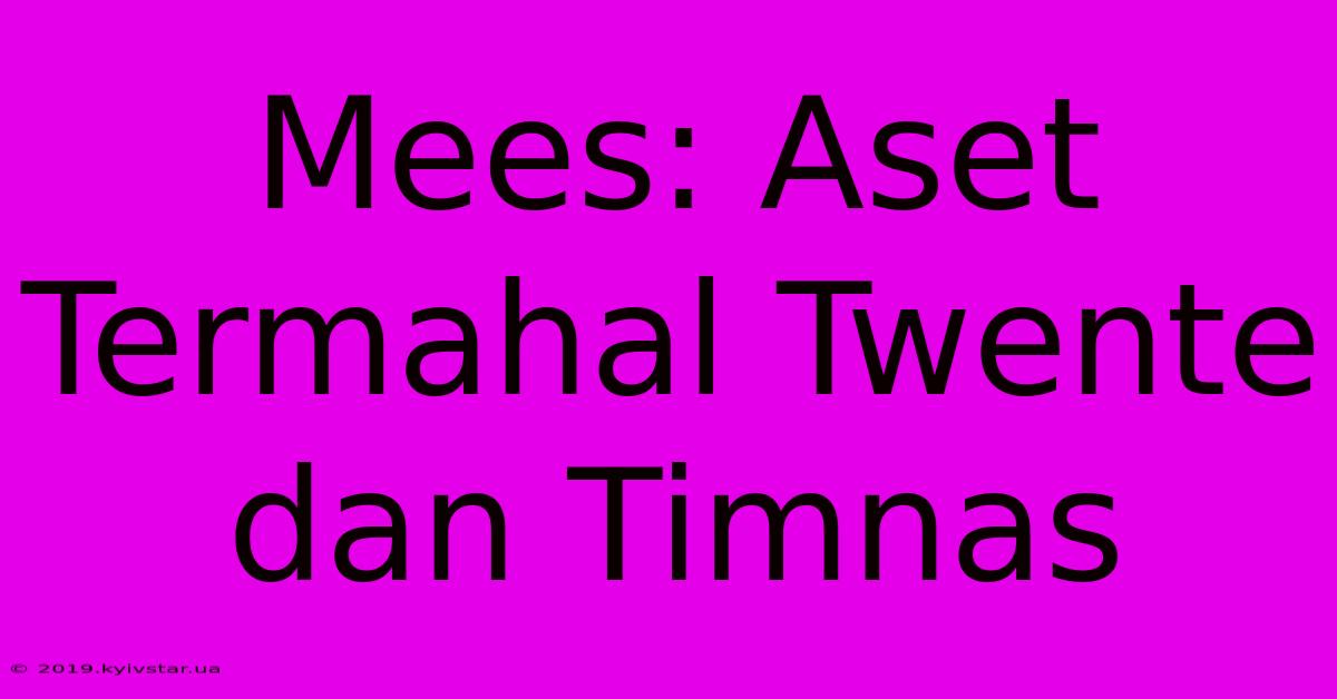 Mees: Aset Termahal Twente Dan Timnas