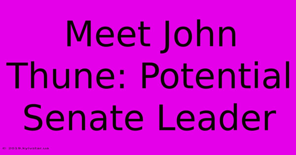 Meet John Thune: Potential Senate Leader