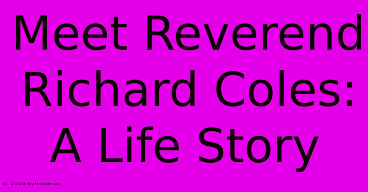 Meet Reverend Richard Coles: A Life Story