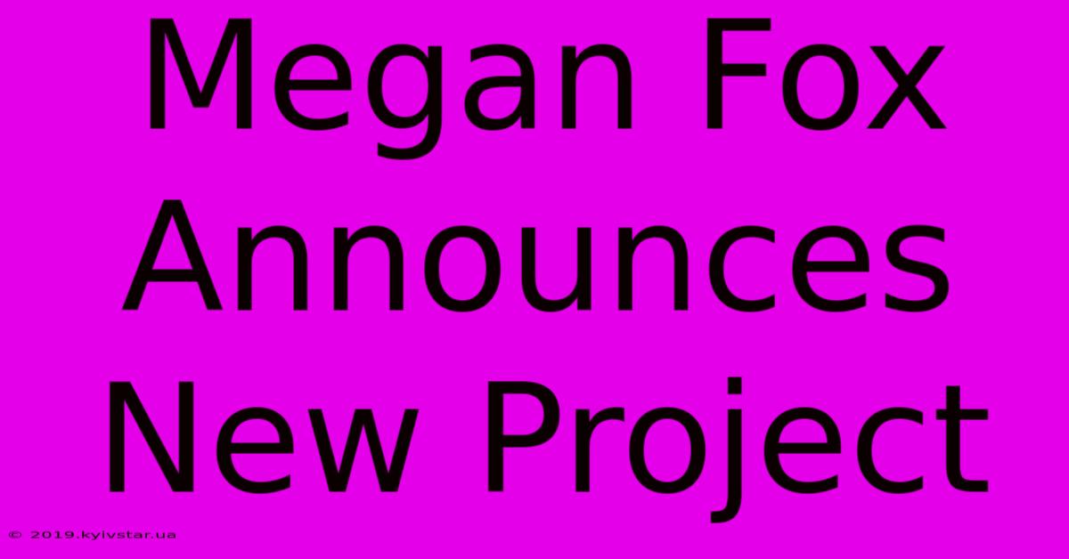 Megan Fox Announces New Project