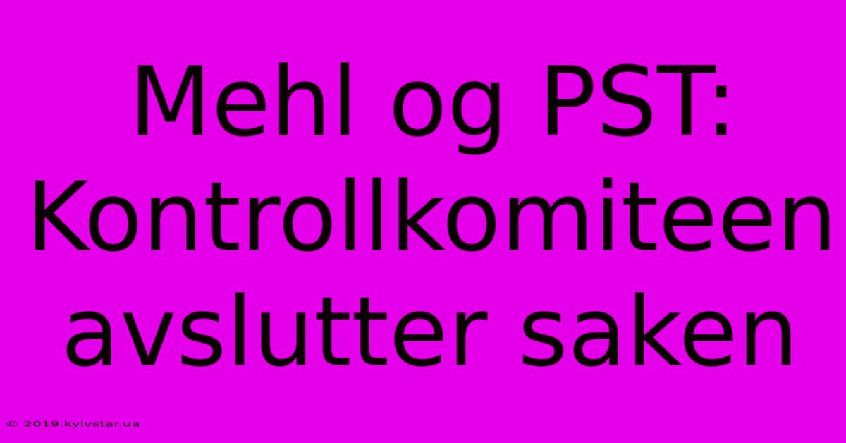 Mehl Og PST: Kontrollkomiteen Avslutter Saken