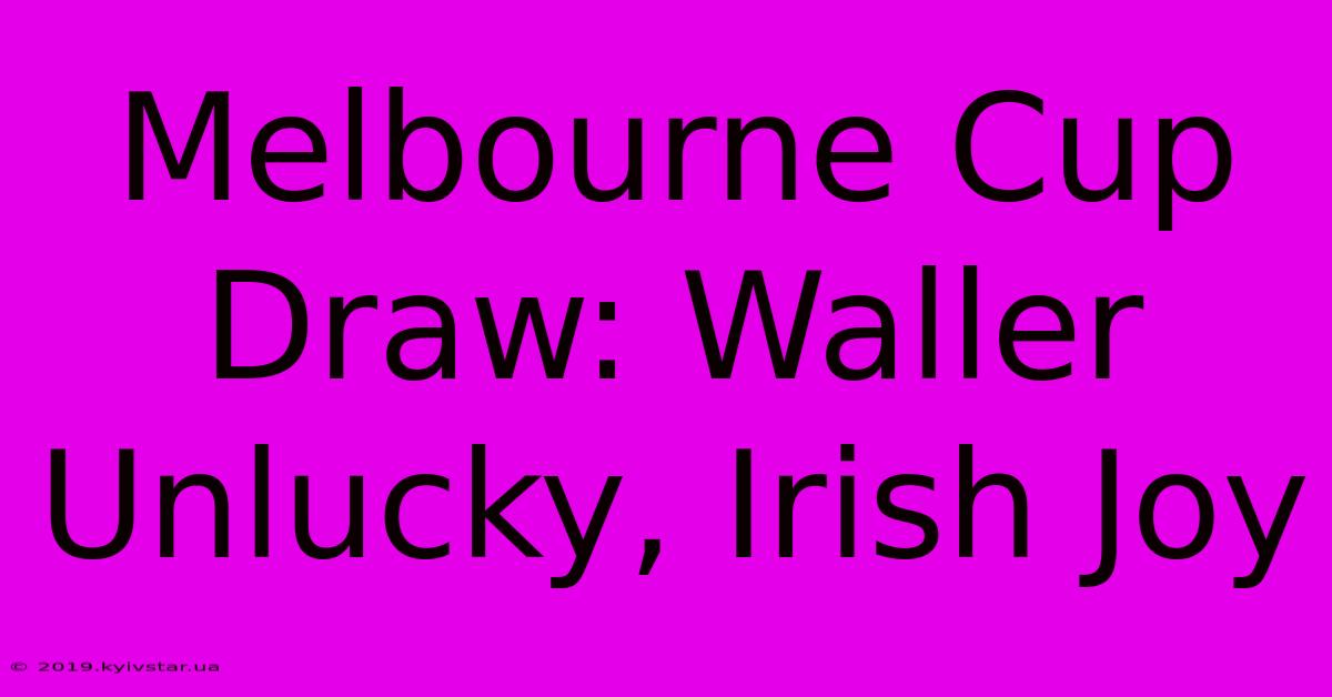 Melbourne Cup Draw: Waller Unlucky, Irish Joy 