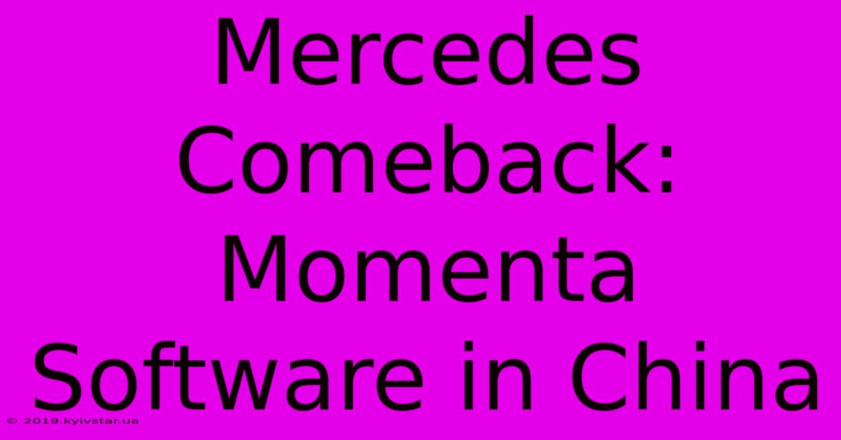 Mercedes Comeback: Momenta Software In China