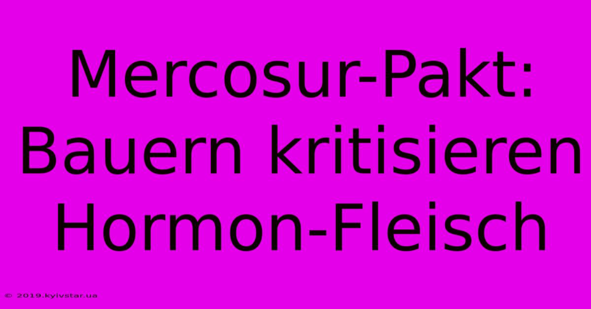 Mercosur-Pakt: Bauern Kritisieren Hormon-Fleisch