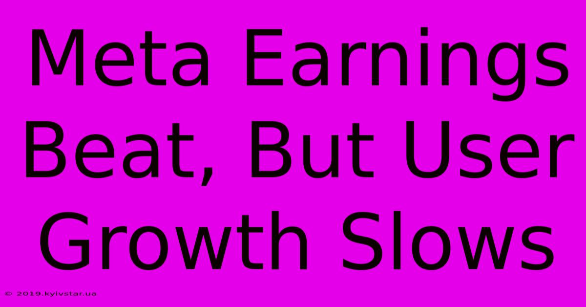 Meta Earnings Beat, But User Growth Slows