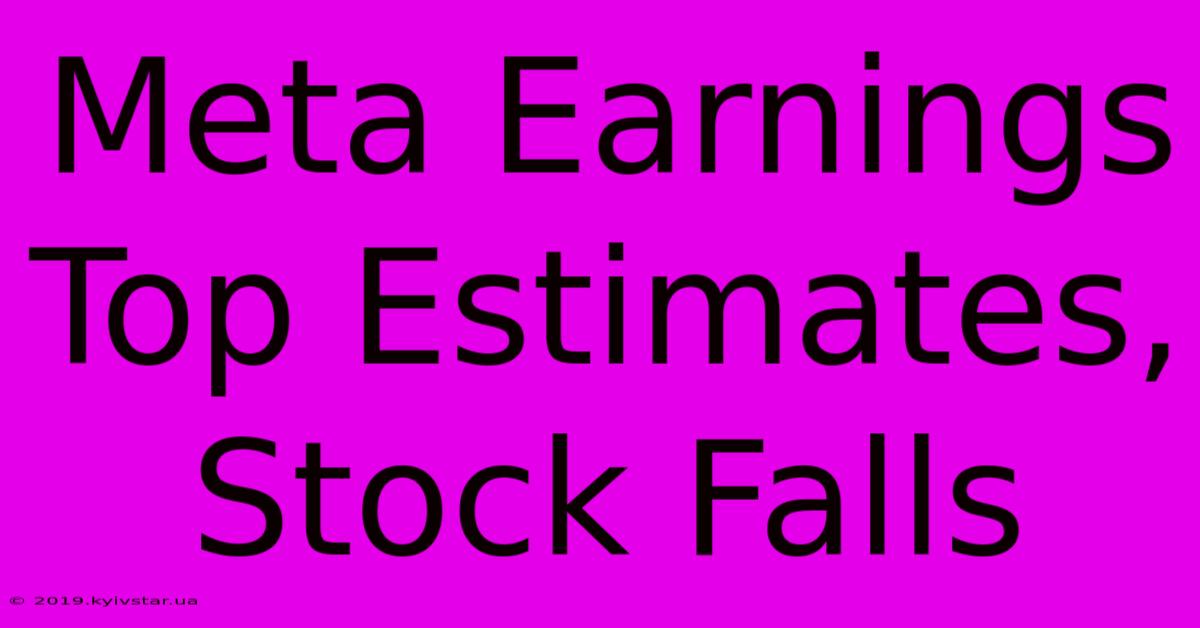 Meta Earnings Top Estimates, Stock Falls