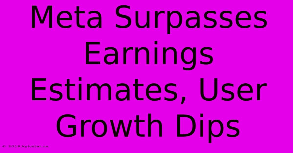 Meta Surpasses Earnings Estimates, User Growth Dips