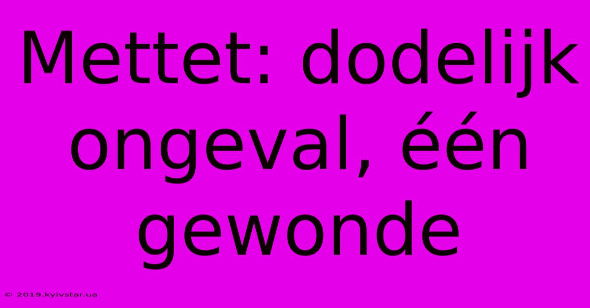 Mettet: Dodelijk Ongeval, Één Gewonde