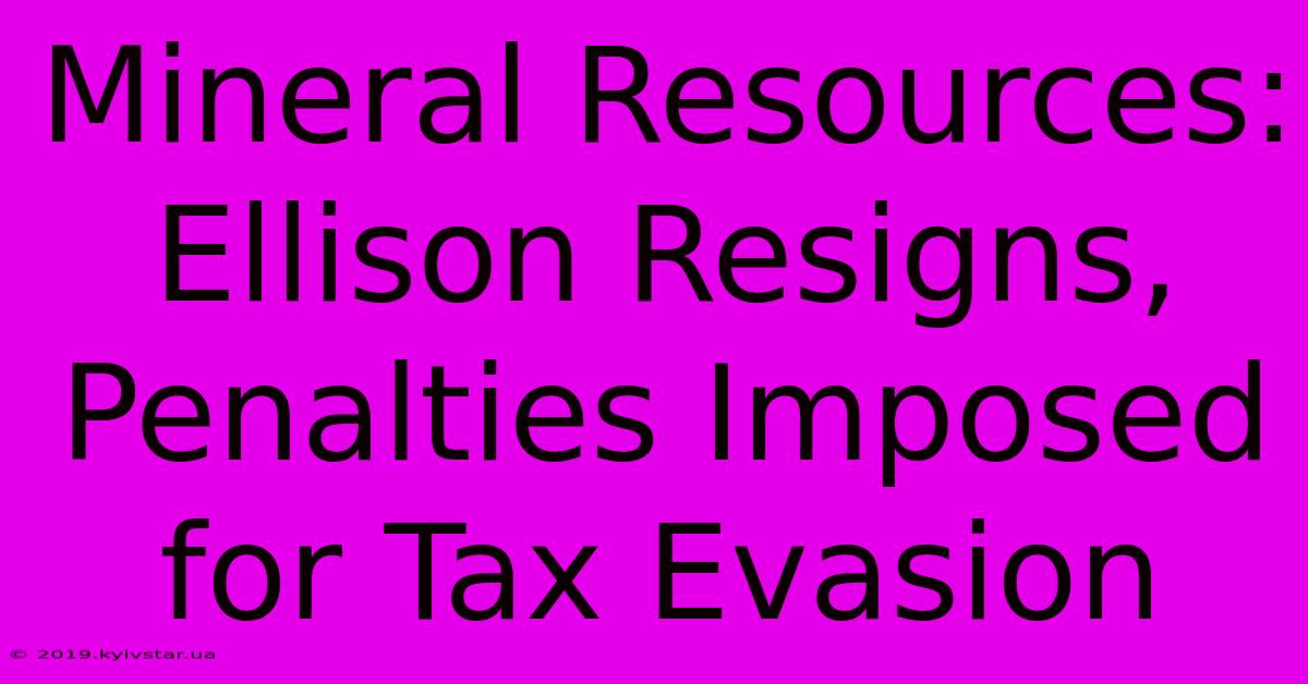 Mineral Resources: Ellison Resigns, Penalties Imposed For Tax Evasion