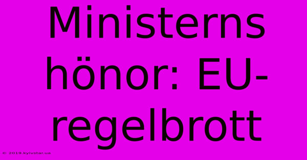 Ministerns Hönor: EU-regelbrott