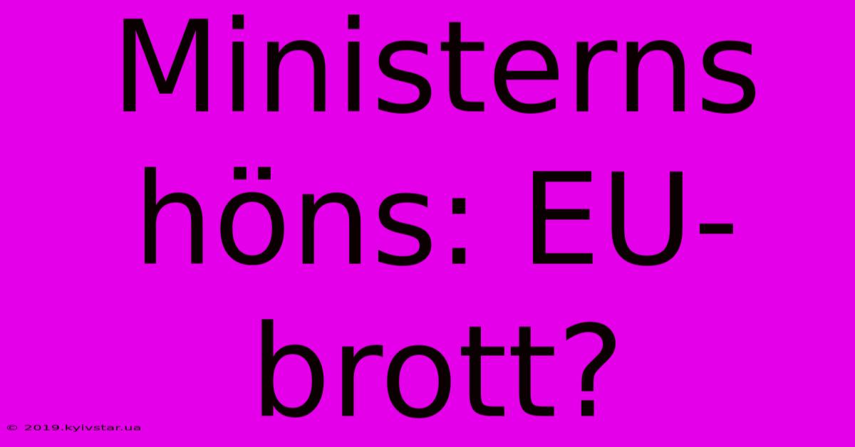 Ministerns Höns: EU-brott?