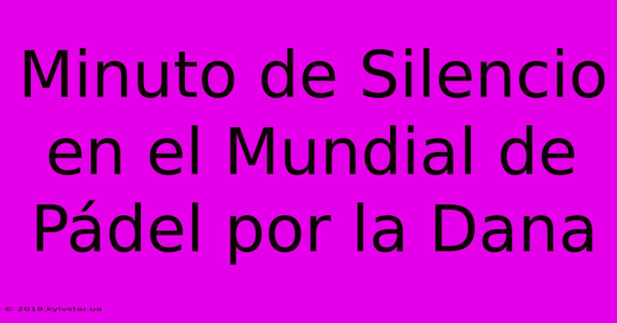 Minuto De Silencio En El Mundial De Pádel Por La Dana