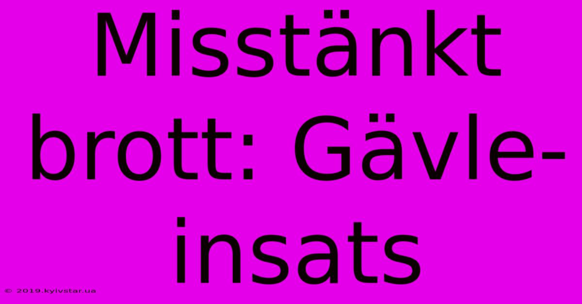 Misstänkt Brott: Gävle-insats