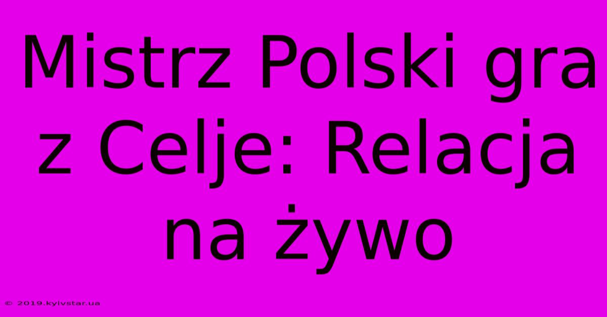 Mistrz Polski Gra Z Celje: Relacja Na Żywo