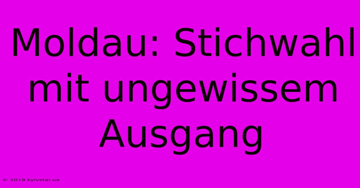 Moldau: Stichwahl Mit Ungewissem Ausgang