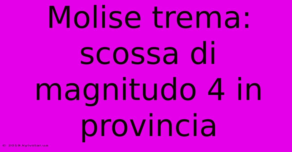 Molise Trema: Scossa Di Magnitudo 4 In Provincia