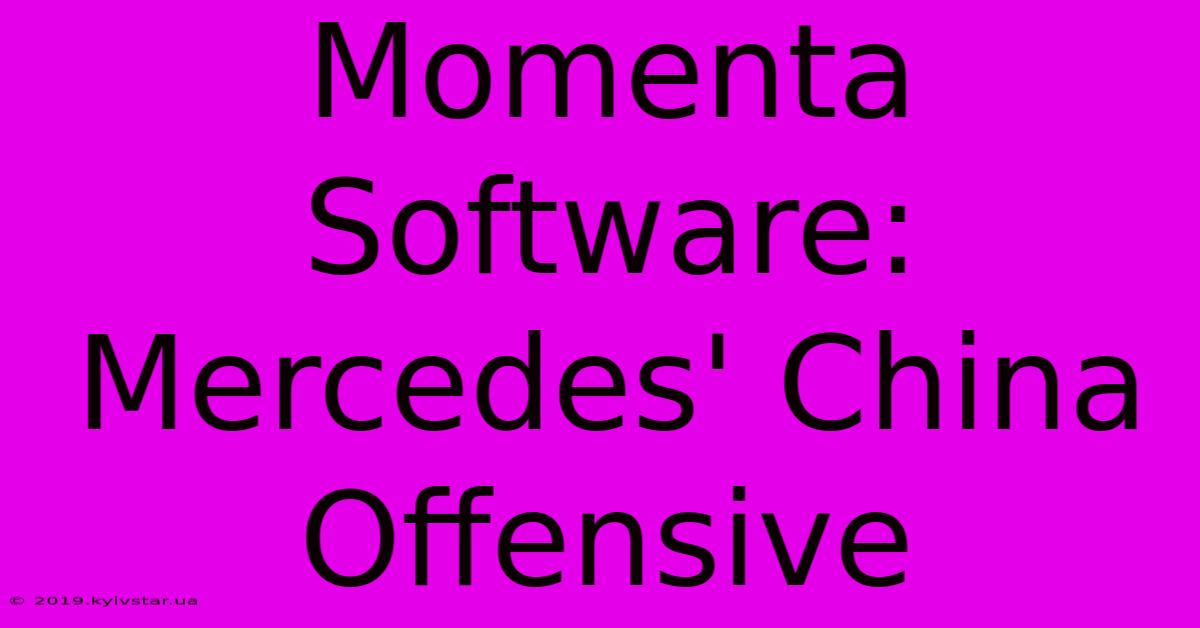 Momenta Software: Mercedes' China Offensive
