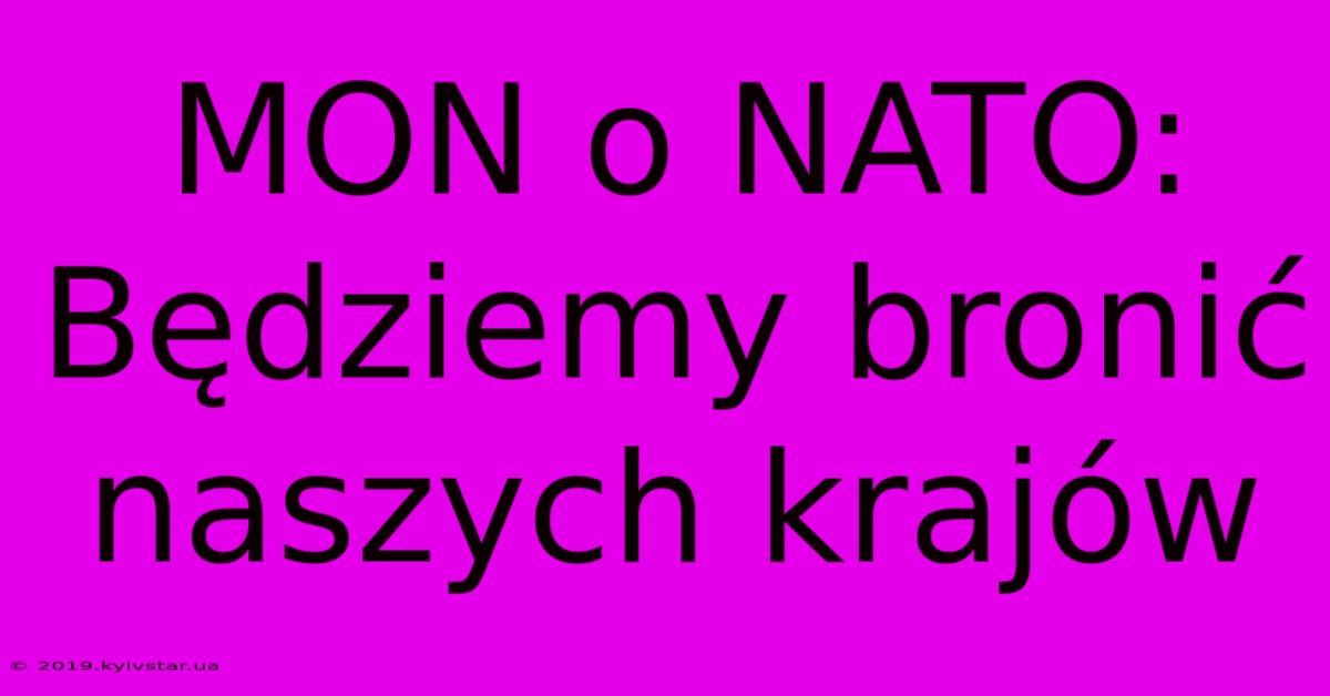 MON O NATO: Będziemy Bronić Naszych Krajów