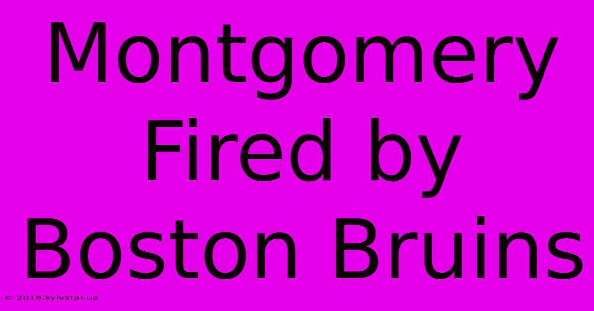 Montgomery Fired By Boston Bruins