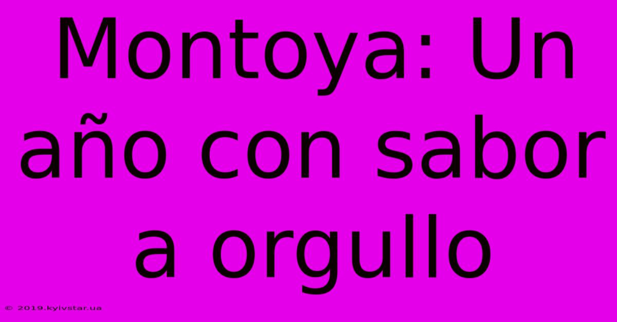 Montoya: Un Año Con Sabor A Orgullo