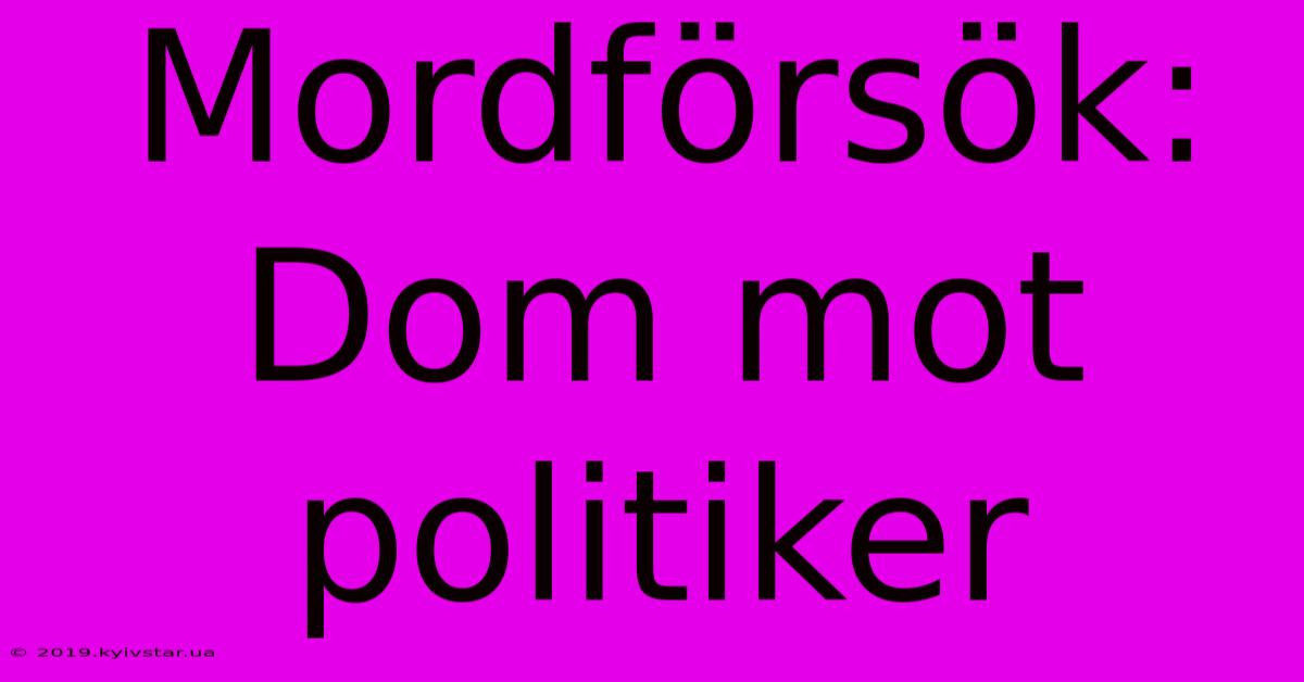 Mordförsök: Dom Mot Politiker