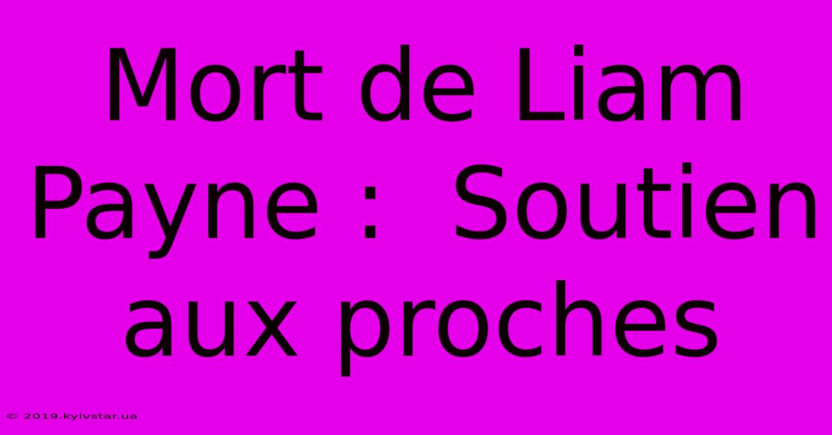 Mort De Liam Payne :  Soutien Aux Proches