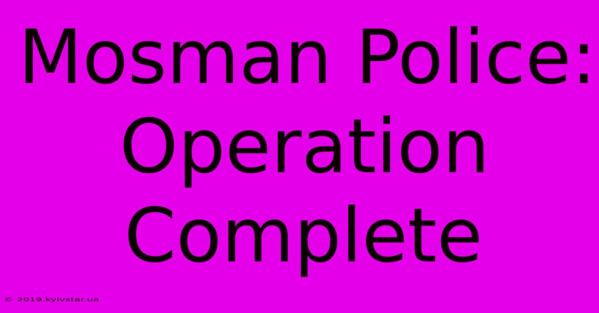 Mosman Police: Operation Complete