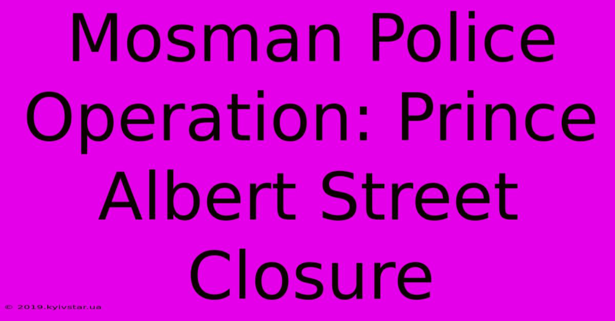 Mosman Police Operation: Prince Albert Street Closure